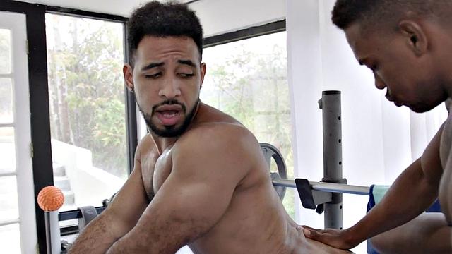 BBC gym barebacks black guy's asshole after working out