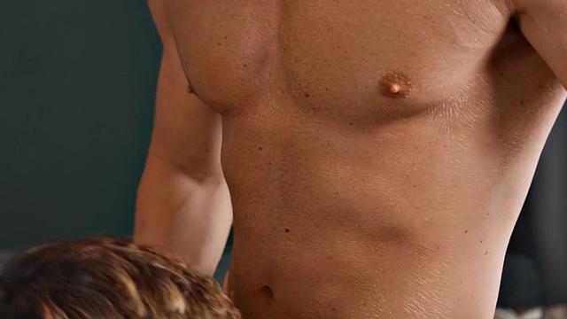 Eager jock barebacks BFF after deepthroating his cock