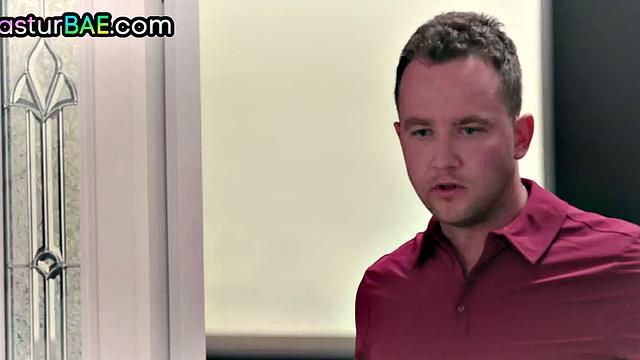 Busty MILF caught masturbating gets doggystyled after blowjob