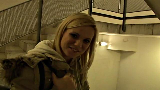 Public amateur babe POV fucked outdoors by car in parking lot