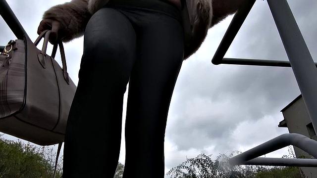 Curly-haired Spanish babe gets her natural tits and pussy pounded outdoors