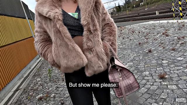 Curly-haired Spanish babe gets her natural tits and pussy pounded outdoors