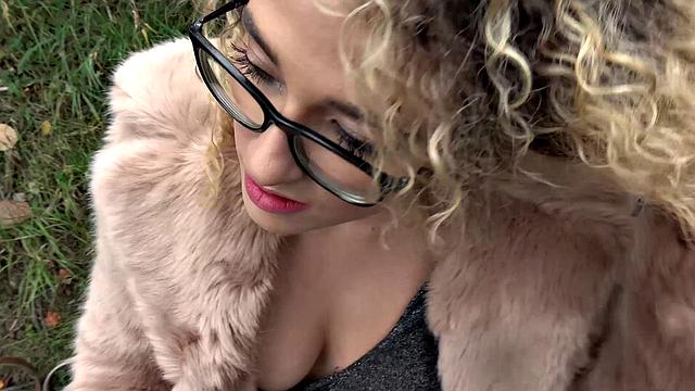 Curly-haired Spanish babe gets her natural tits and pussy pounded outdoors