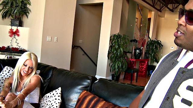 Blonde MILF gets her pussy licked & fucked hard in hot interracial action