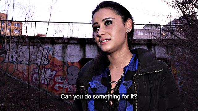 Stranded babe fucked hard for cash