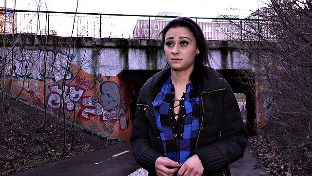 Stranded babe fucked hard for cash