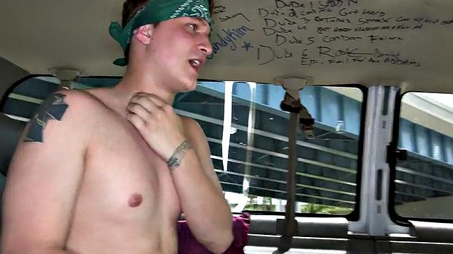 Blindfolded amateur cums on gay in public van outdoor