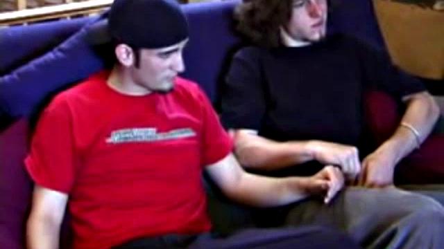 Skater boys Adam and Lukas get horny, watching porn video and decide on a little action of their own. From rubbing the growing bulges in their pants they are soon rubbing balls and hard dicks. Lukas kisses Adam and then sucks his cock.