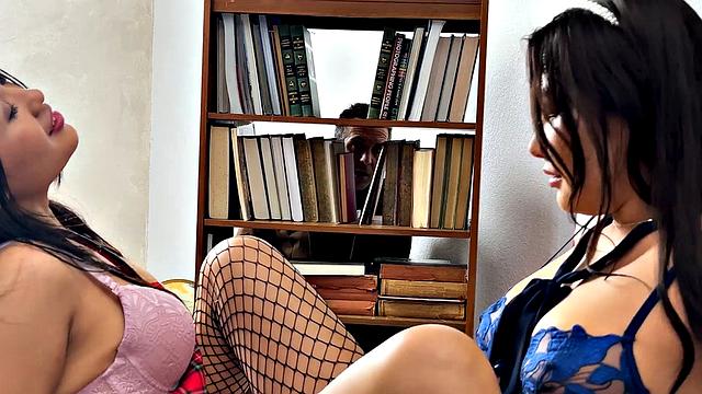 Risky Teacher Fucks Two Asian Students during hours