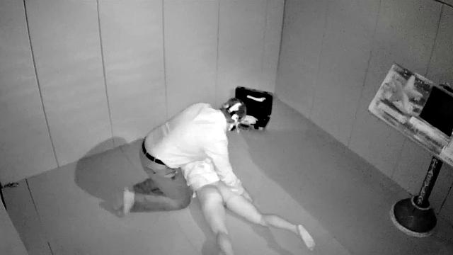 Bound kinky slut sucking on a dick