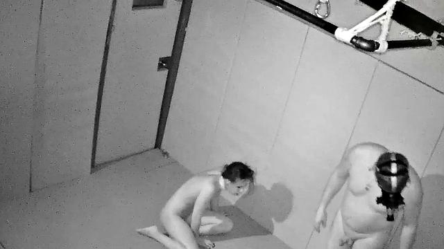 Bound kinky slut sucking on a dick