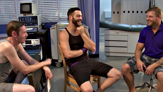 Hairy tattooed jock gets fucked in ass by BF after BJ