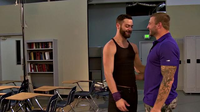 Hairy tattooed jock gets fucked in ass by BF after BJ