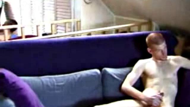 two horny guys stroke side by side and show off their loads