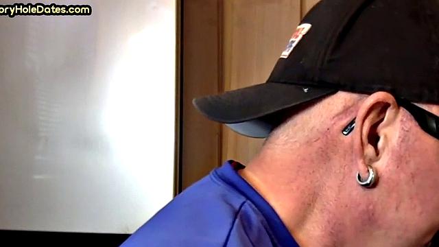 Gay Daddy Sucks Gloryhole Dick at Home with Pleasure