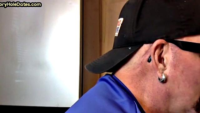 Gay Daddy Sucks Gloryhole Dick at Home with Pleasure