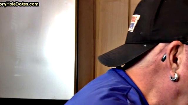 Gay Daddy Sucks Gloryhole Dick at Home with Pleasure