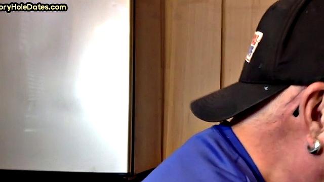 Gay Daddy Sucks Gloryhole Dick at Home with Pleasure