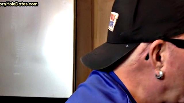 Gay Daddy Sucks Gloryhole Dick at Home with Pleasure