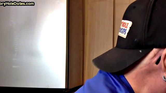 Gay Daddy Sucks Gloryhole Dick at Home with Pleasure