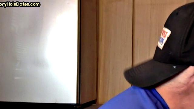 Gay Daddy Sucks Gloryhole Dick at Home with Pleasure