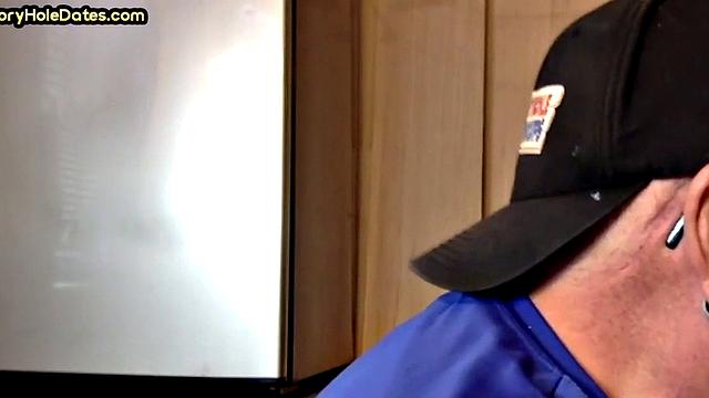 Gay Daddy Sucks Gloryhole Dick at Home with Pleasure