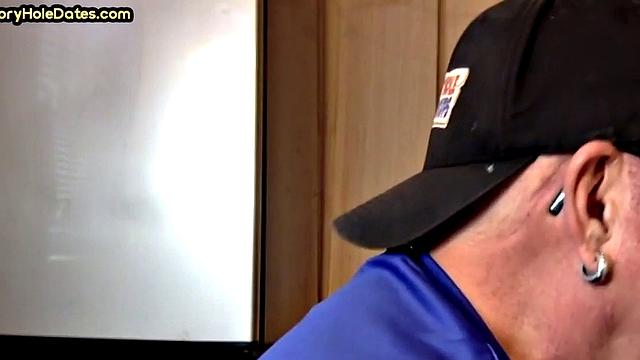 Gay Daddy Sucks Gloryhole Dick at Home with Pleasure