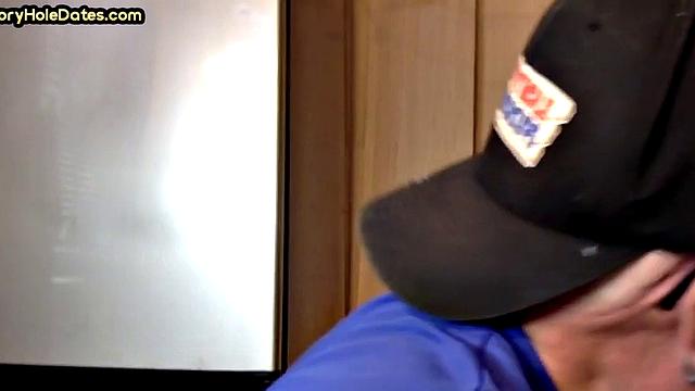 Gay Daddy Sucks Gloryhole Dick at Home with Pleasure