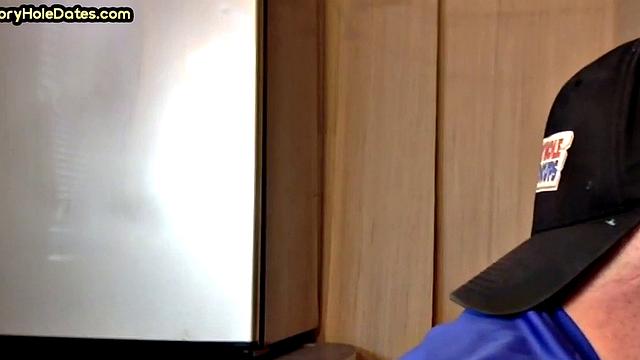 Gay Daddy Sucks Gloryhole Dick at Home with Pleasure