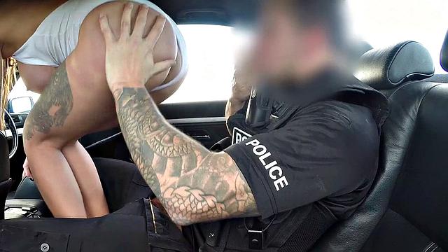 Tattooed cop gets her ass filled with cop cum in POV