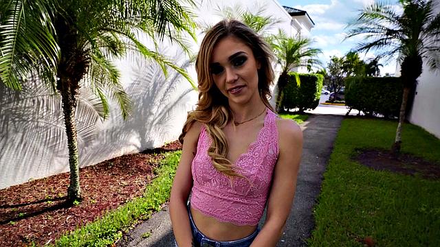 Watch Kali's piercing get a rough handjob in the living room