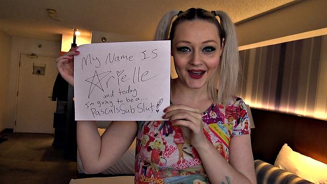 Hardfucked British skank choked and fed with doms jizz