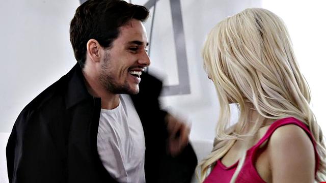 Petite blonde babysitter gets seduced into pussyfucking duo