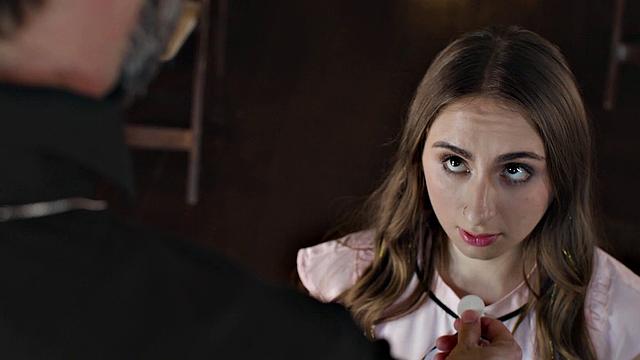 PURE TABOO Horny Virgin Teen Penelope Kay Seduces Priest To Fuck Her Ass