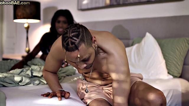 Stunning ebony babe got pounded after teasing her BF