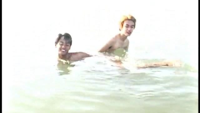 Hairy skinny Asian sucks before for cumshot