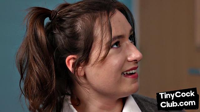 CFNM college babes wanking tiny cock, mocking him