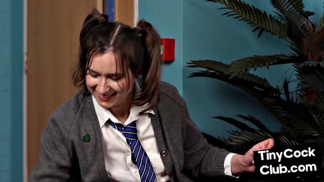 CFNM college babes wanking tiny cock, mocking him