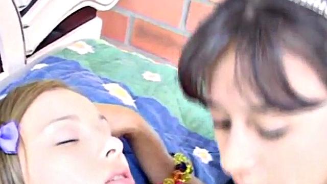 Cutie licking teen pussy in hot and wet lez scene