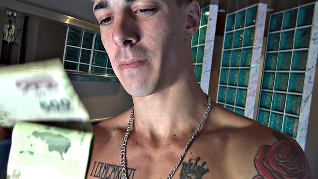 watch this sexy latino man get seduced during a hot photoshoot and take raw cock