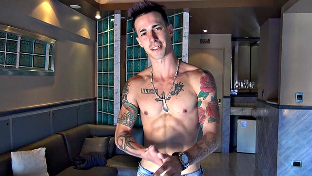 watch this sexy latino man get seduced during a hot photoshoot and take raw cock