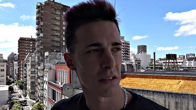 watch this sexy latino man get seduced during a hot photoshoot and take raw cock