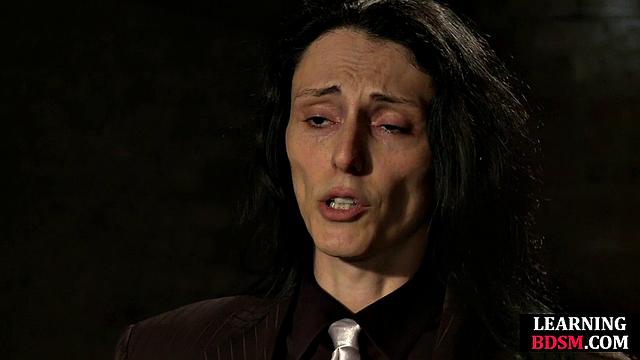 Tied-up BDSM slut fingered by master