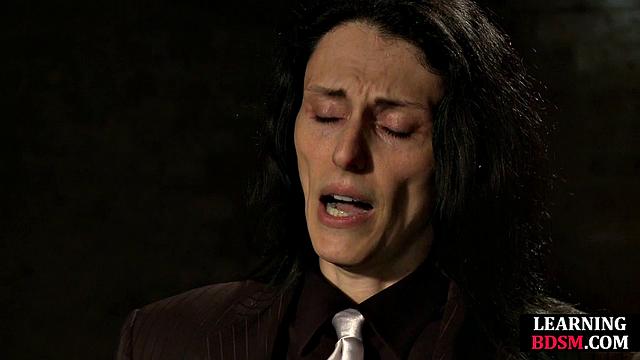 Tied-up BDSM slut fingered by master