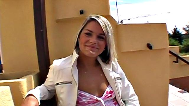 Sexy public bitch fucked in wet pussy by big white dick