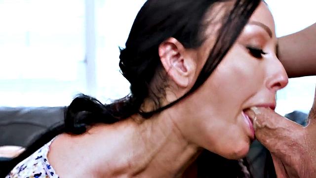 Greedy big-titted slut deepthroating cock before pussyfuck