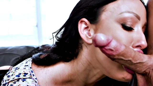 Greedy big-titted slut deepthroating cock before pussyfuck