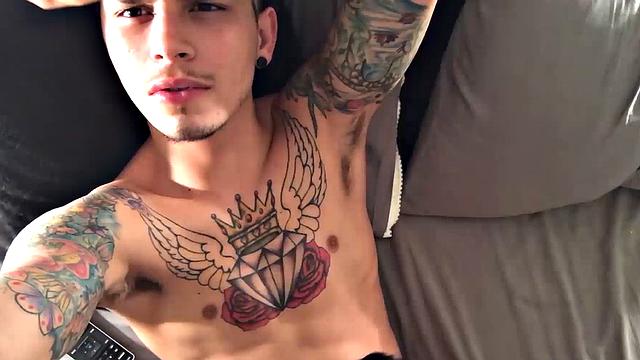 Boyfriends Seth Knight and Chris Meyers are back and the scene begins with Seth getting a blowjob from his inked BF.