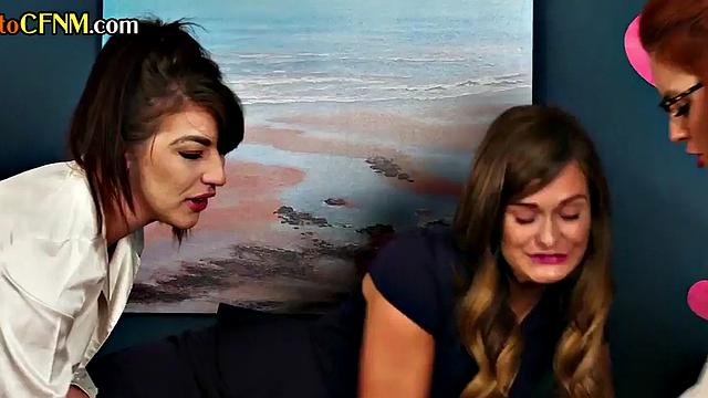 CFNM British amateur femdoms suck cock in group action