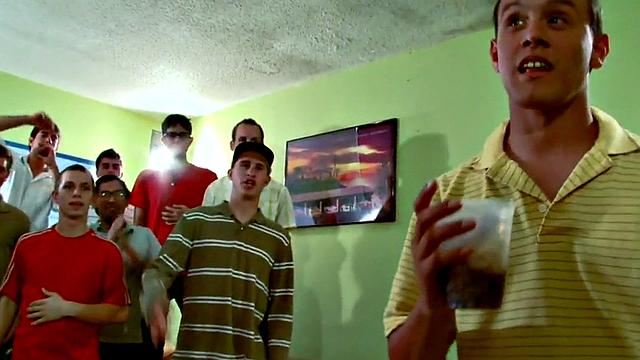 Hazed college stud playing lucky domination wheel